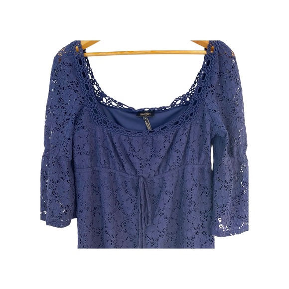 Laundry‎ by Shelli Segal Dress Medium Blue Crochet Lace Bell Sleeve Square Neck - Picture 2 of 7